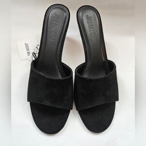 Jason Wu Black Suede Genuine Leather Slip-on Open-Toe Sandals Size 10